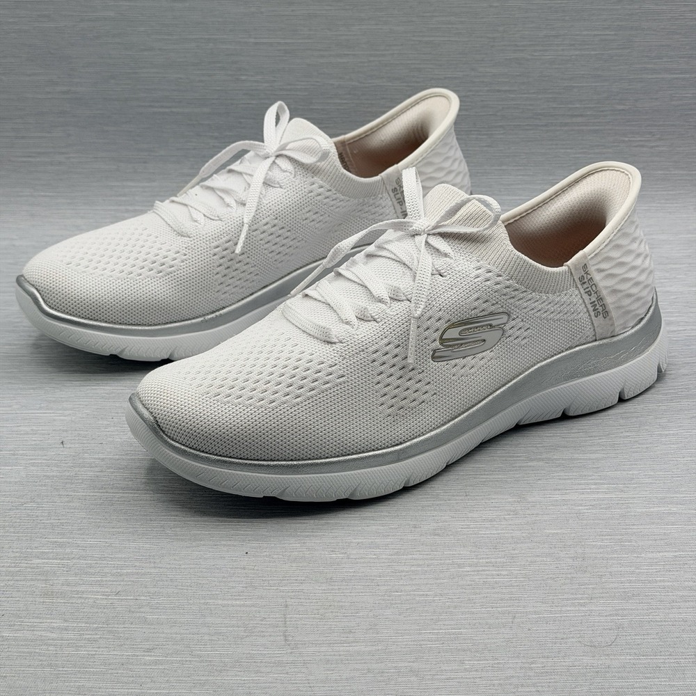 Skechers Slip-Ins Women's 9.5 Wide Sneakers White Summits Night Chic Hands Free